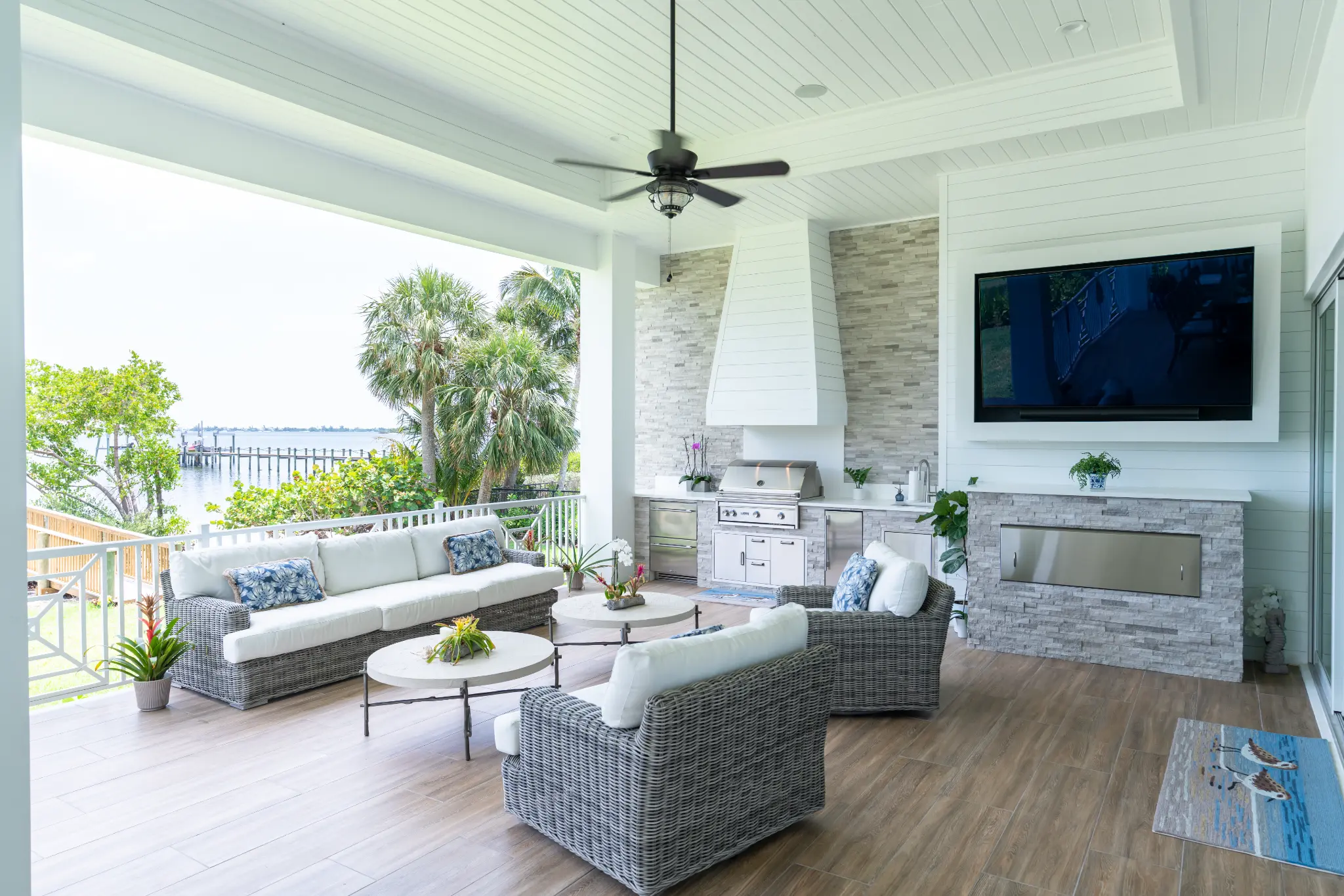 Mark & Shari Fink — waterfront outdoor kitchen, Palm Beach